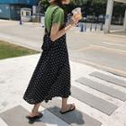 Polka Dot Spaghetti-strap Tie-back A-line Dress