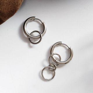 Interlocking Hoop Stainless Steel Asymmetrical Dangle Earring