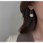 Faux Pearl Chained Dangle Earring 1 Pair - 925 Silver Needle - Gold - One Size