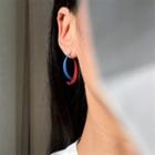 Curve Ear Stud 1 Pair - S925 Silver Needle - Blue & Red - One Size