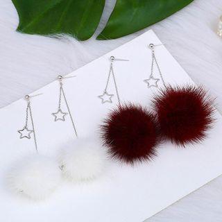 925 Sterling Silver Star Bobble Dangle Earring