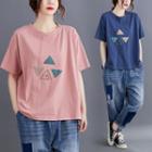 Old Applique Short-sleeve T Shirt