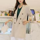 Double-breasted Contrast-trim Linen Jacket