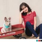 Cold Shoulder Short Sleeve T-shirt