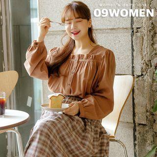 Plus Size Square-neck Frilled Blouse