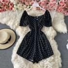 V-neck Dot Short Sleeve Playsuit