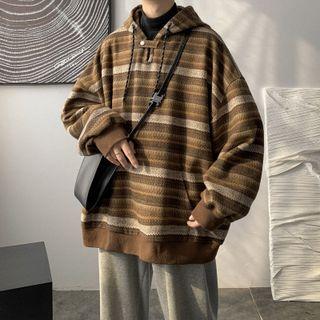 Long-sleeve Striped Woolen Hoodie