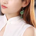 Gemstone Floral Drop Earring / Clip-on Earring