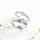 Set Of 2: Couple Matching Ring Set - Silver - One Size