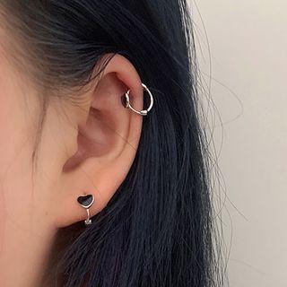 Heart Hoop Earring 1 Pair - Heart Hoop Earring - Silver - One Size