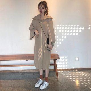 Long Turtleneck Zip Knit Coat
