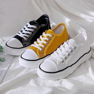 Canvas Color Block Lace-up Sneakers