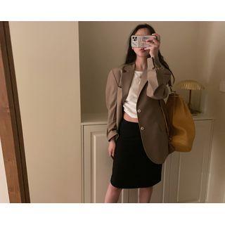 [dearest] Zip-back Midi A-line Skirt