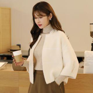 3/4-sleeve Fluffy Cardigan