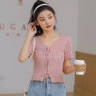 Short-sleeve Tied Knit Top