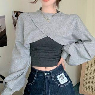 Asymmetrical Cropped Sweatshirt / Tank Top