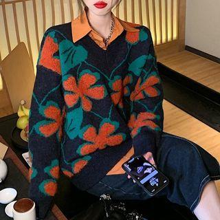Jacquard Sweater / Midi A-line Skirt / Long-sleeve Shirt