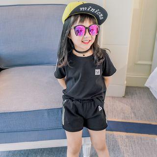 Set Of Two: Short-sleeve Striped Top + Striped Shorts