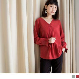 Bell Sleeve V-neck Top