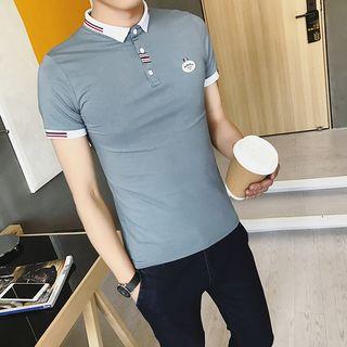 Ribbon Trim Short-sleeve Polo Shirt