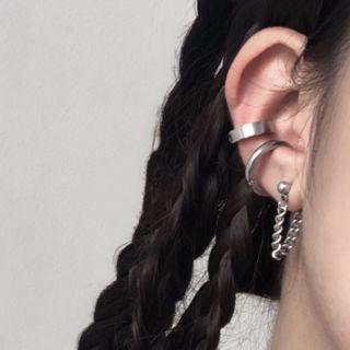 Stainless Steel Chained Earring 1 Pair - As Shown In Figure - One Size