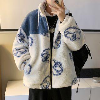 Turtleneck Color-block Zip Oversize Jacket