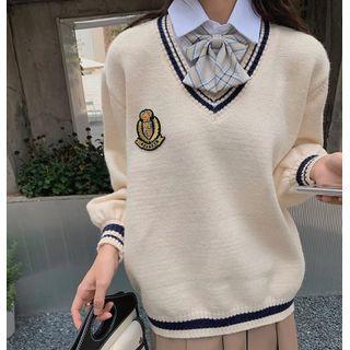 Bow-neck Mock Two-piece Sweater