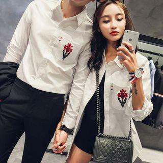 Couple Matching Floral Embroidered Shirt