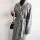 Wool Blend Maxi Coat With Sash