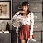 Long-sleeve Polka Dot Panel Swimdress