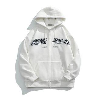 Long Sleeve Letter Embroidered Fleeced Hooded Jacket