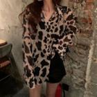Long Sleeve Leopard Print Chiffon Shirt