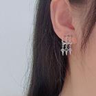 Rhinestone Crisscross Drop Earring 1 Pair - Silver & Green & Purple - One Size