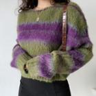 Striped Mohair Sweater Green - One Size