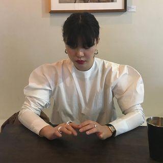 Balloon Sleeve Blouse White - One Size