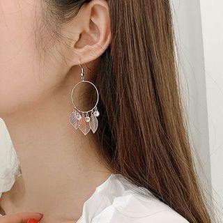 Alloy Leaf Dangle Earring 1 Pair - Three Leaves - Gold - One Size