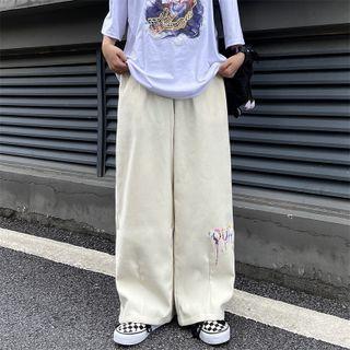 Straight Wide Leg Letter Print Pants