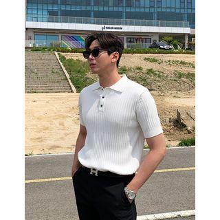 Rib-knit Summer Polo Shirt