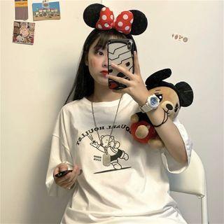 Round-neck Bear Print T-shirt