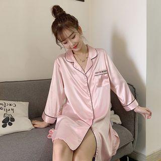 Long-sleeve Satin Sleep Shirt Dress