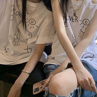 Short-sleeve Print T-shirt / Sleeveless Top