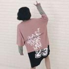 Printed Mock Two-piece Long-sleeve T-shirt Dress