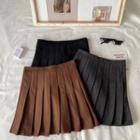 High-waist Woolen Accordion Pleat Mini Skirt