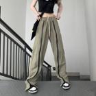 Mid-waist Zip Loose-fit Pants