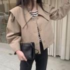 Collared Single Breasted Jacket Khaki - One Size