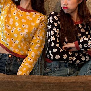 Floral Cropped Knit Top