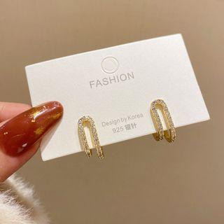 Rhinestone Alloy Earring E4400 - 1 Pr - Gold - One Size