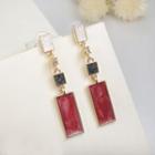 Rectangle Glaze Dangle Earring 1 Pair - Red & White & Dark Gray - One Size