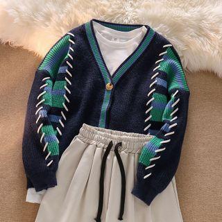 Striped Cardigan / Sweatpants / T-shirt