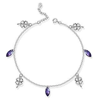 925 Sterling Silver Four Leaf Clover Anklet
